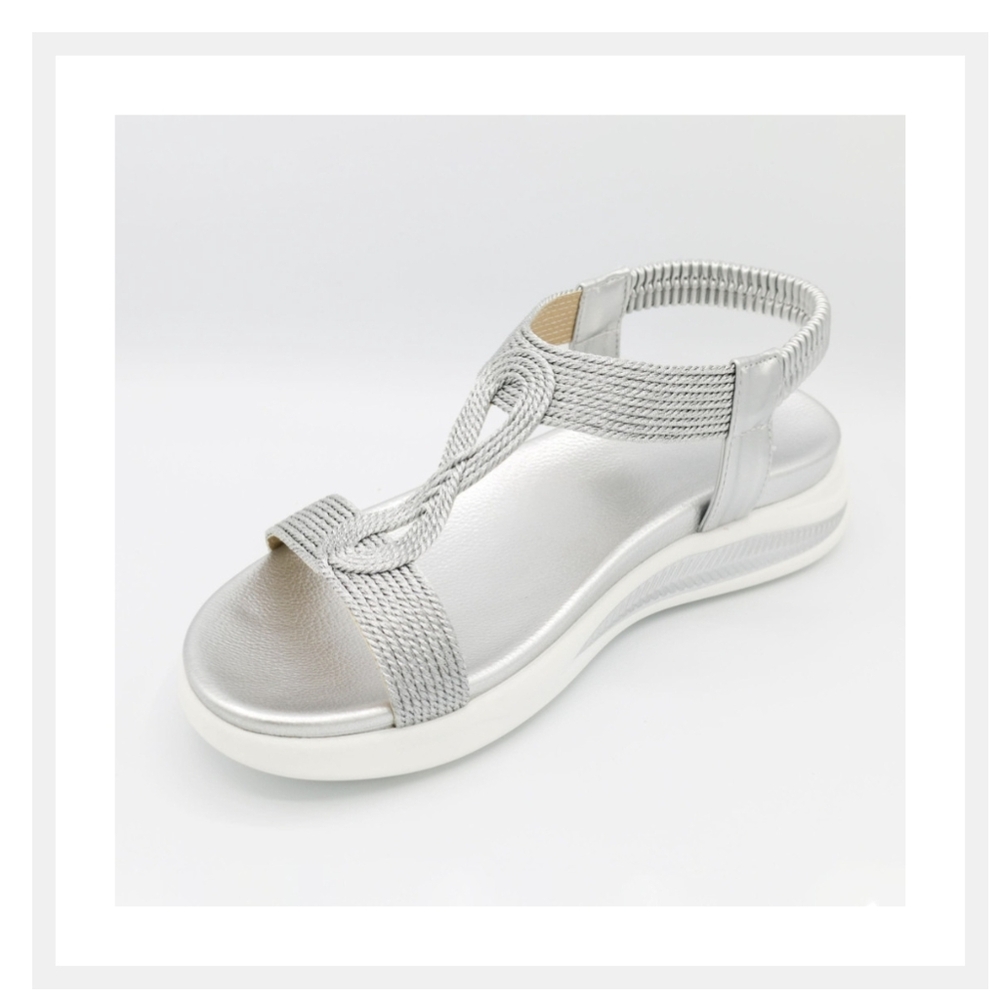 Zee Alexis Silver Women's Stretch Sandals Memory Foam New Size 39